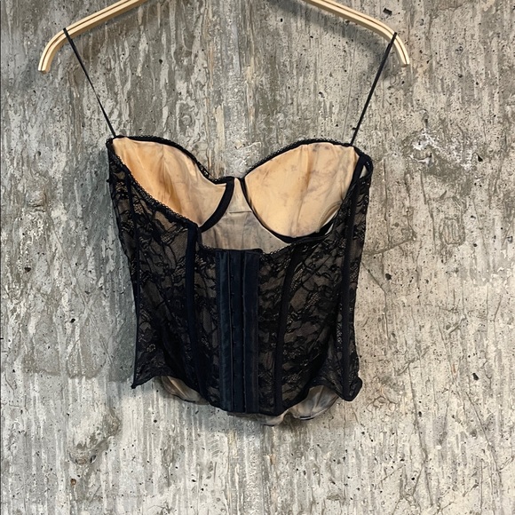 GARAGE Women's Amaya Lace Bustier Top Size M In Jet Black - Picture 5 of 7
